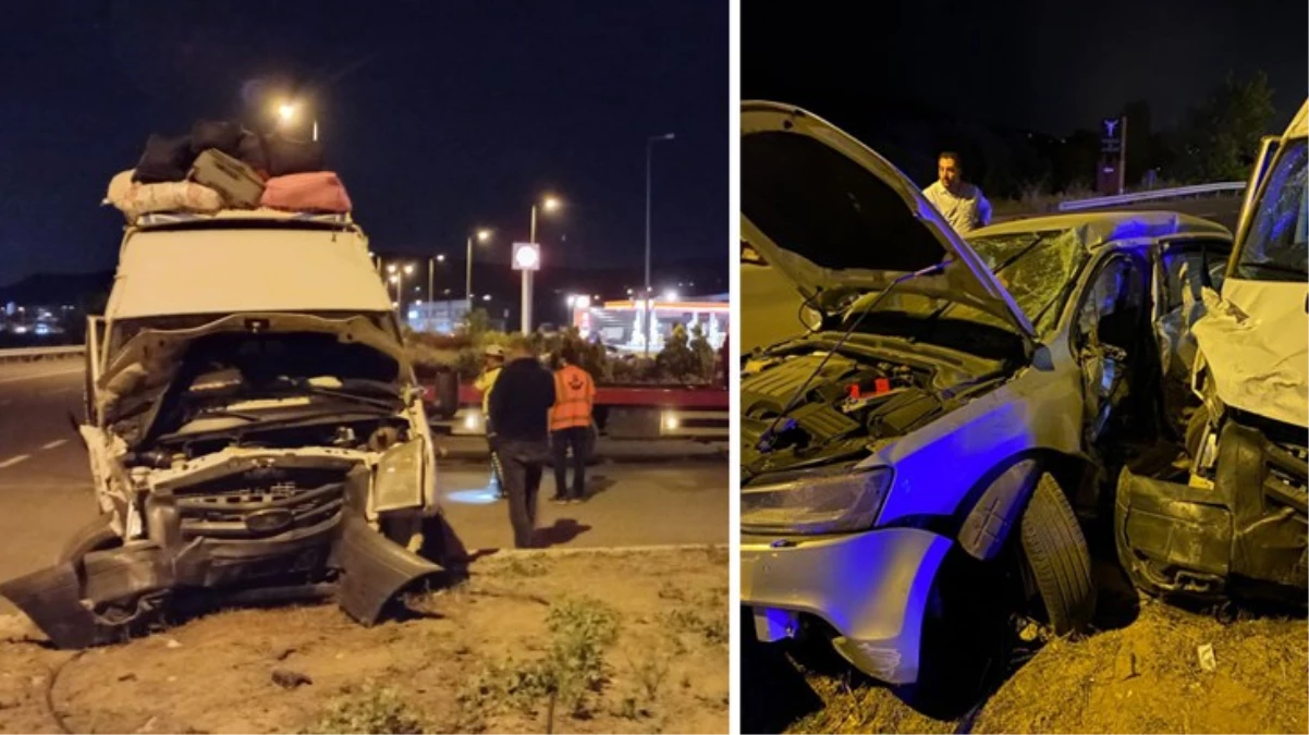 Aynı istikamete giden minibüs ile otomobil çarpıştı: 16 yaralı