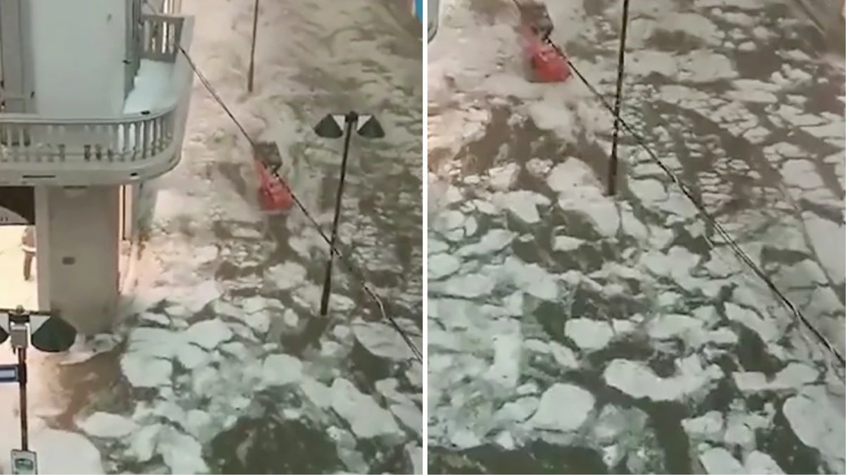 İtalya’da şiddetli dolu yağışı! Göle dönen sokaklarda buz kütleleri yüzdü