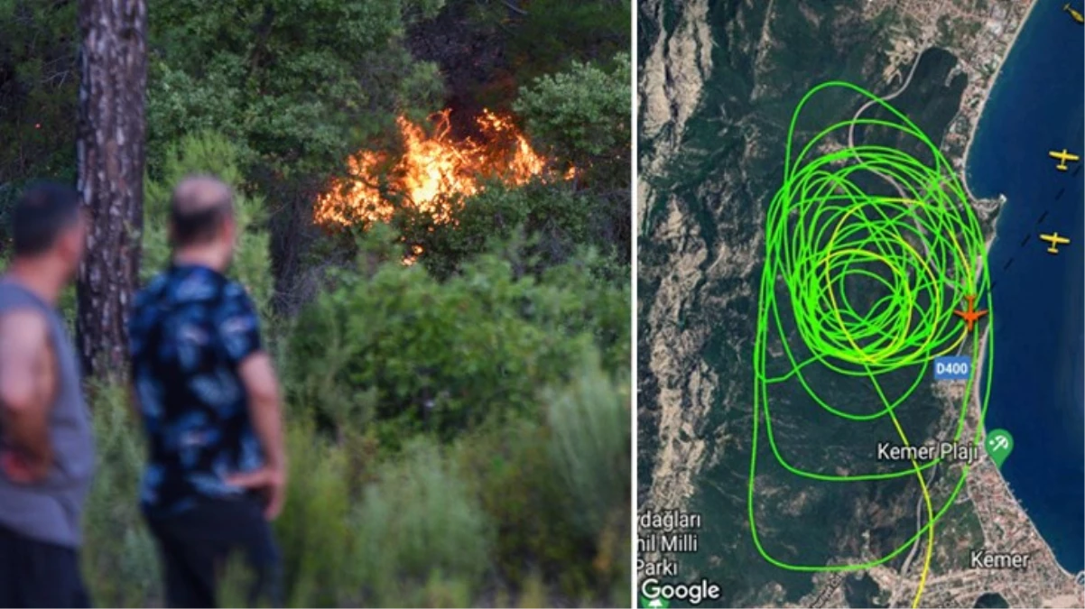 Orman yangınıyla mücadele eden Antalya’da ağaçların sıklığı ekipleri zorluyor! Havada yoğun bir trafik var