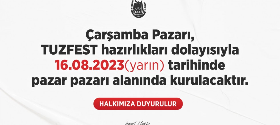 Çarşamba Pazarı Bu Hafta Pazar Pazarı Alanına Kurulacak – GÜNDEM – İnternetin Ajansı