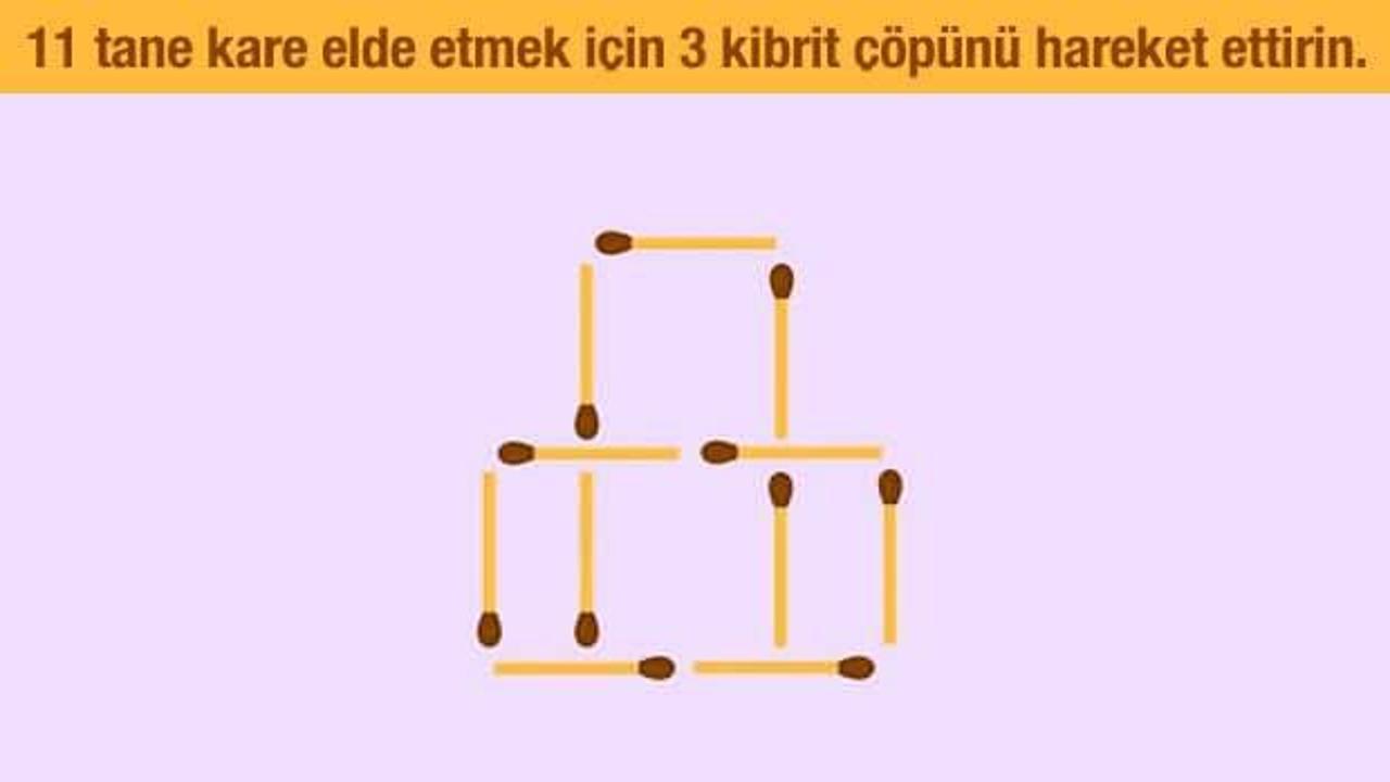 Kibrit çöpü bulmacası #3: Sadece 3 kibrit çöpünü hareket ettirerek istenen cevabı bulun