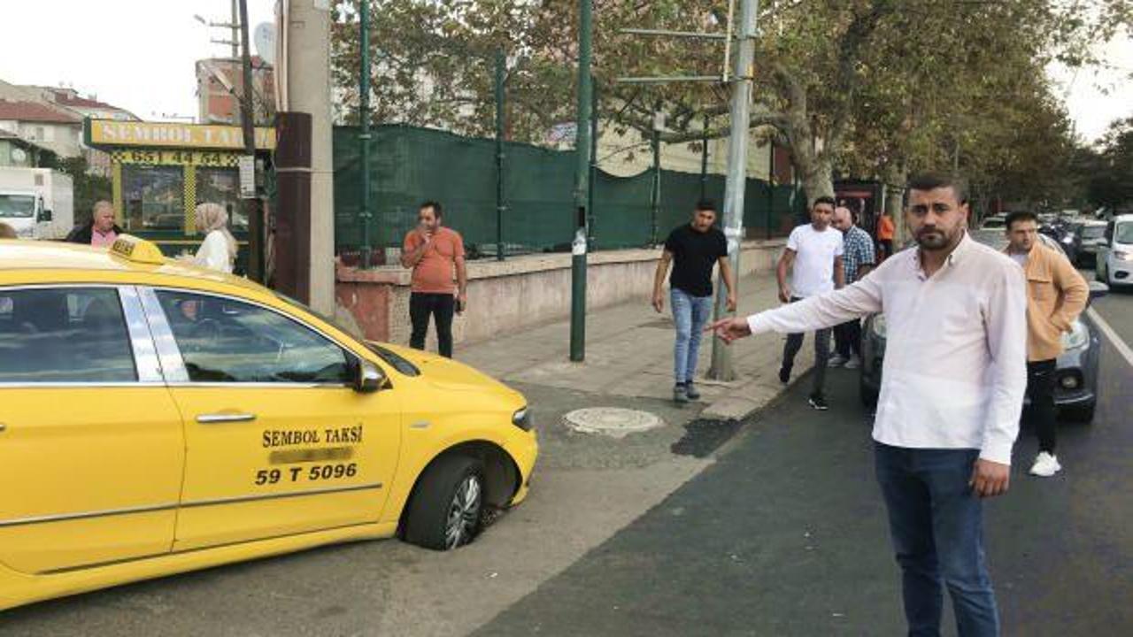 Tekirdağ’da taksi çukura düştü! CHP’li belediyeye isyan etti