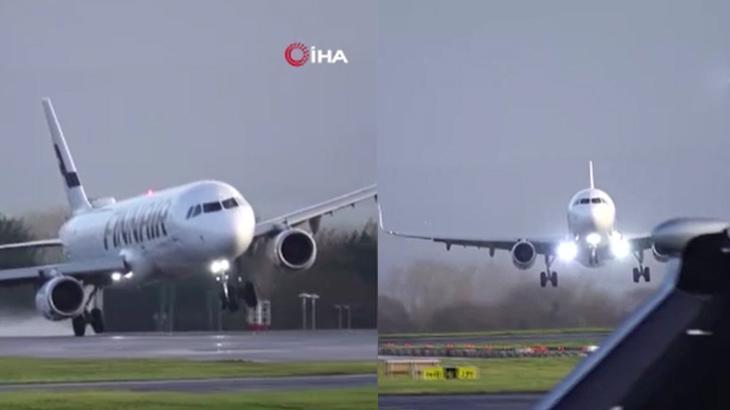 Yolcu uçağının şiddetli rüzgar ile sınavı!
