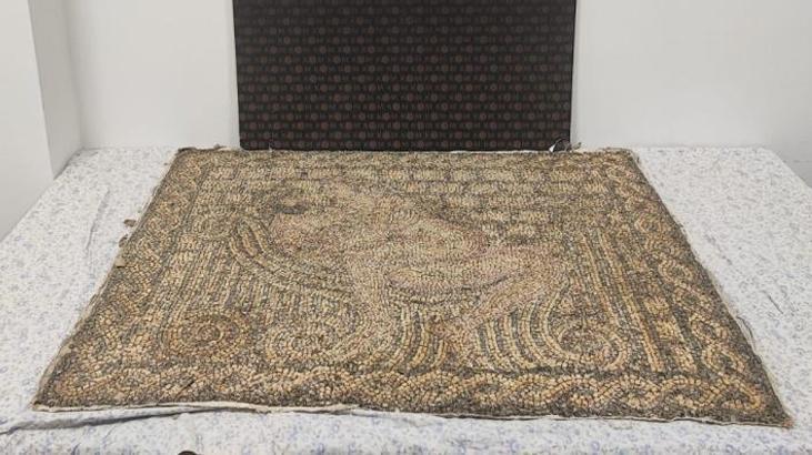 Alarm sonrası ekipler harekete geçti! Roma dönemine ait taş mozaik tablo ele geçirildi