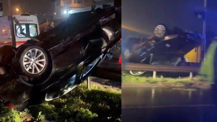 Bariyerleri aşan otomobil takla attı: 1 yaralı