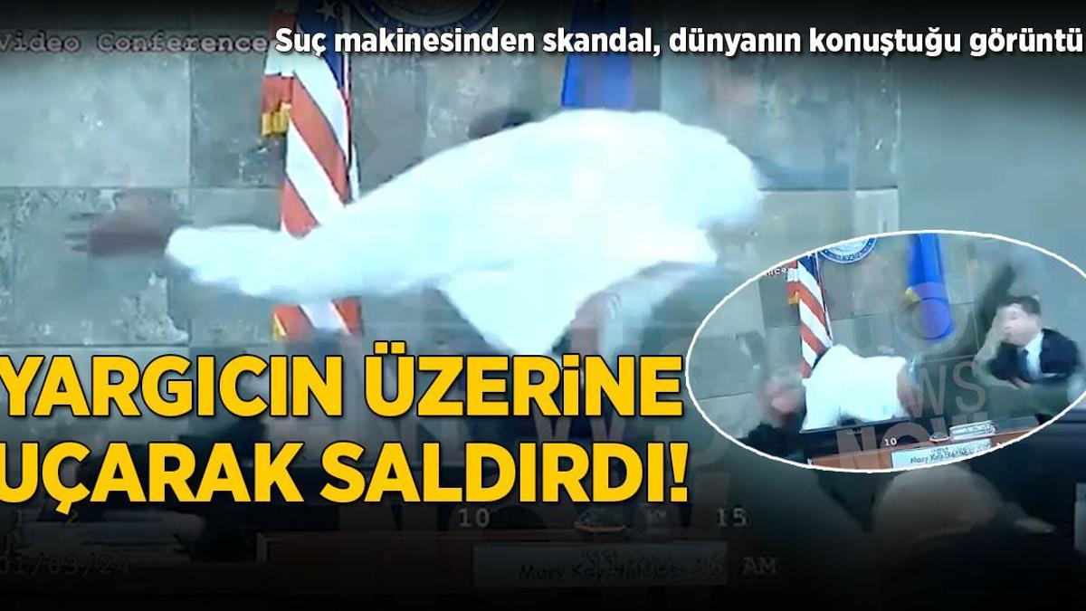 Yargıcın üzerine uçarak saldırdı! Suç makinesinden skandal, dünyanın konuştuğu görüntü
