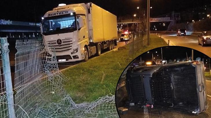 Bursa’da TIR’la çarpışan kamyonet 70 metre sürüklendi
