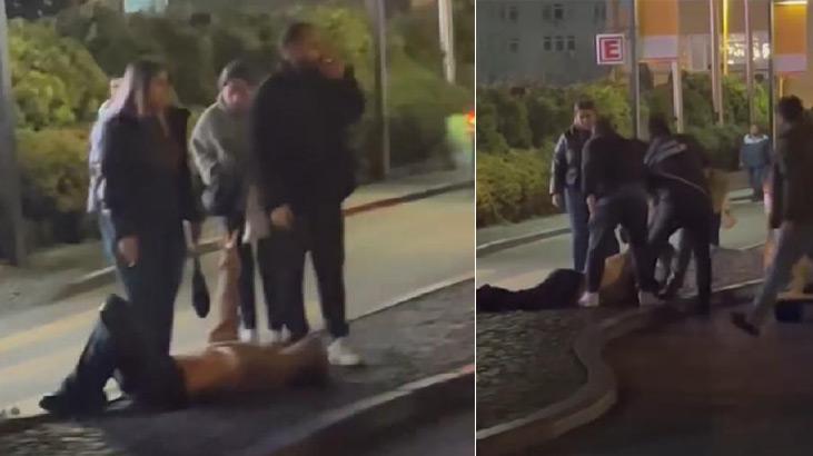 Bu görüntüler İstanbul’dan! Taksi şoförü kadını yere düşürdü, tokak attı