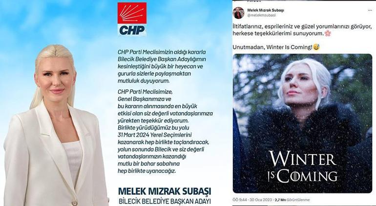 ‘Targaryen’ karakterine benzetilen Melek Mızrak Subaşı, CHP’nin Bilecik adayı oldu