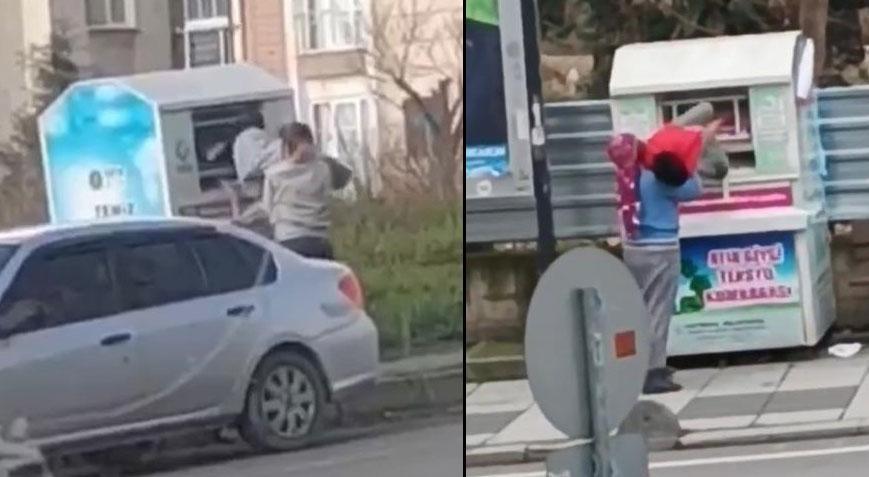 Giysi kumbarasından çıktı! Şoke eden görüntü