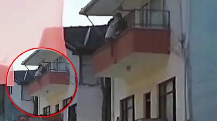 Korku dolu anlar! 2’nci kattan düşen Zeynep’i havada yakaladı
