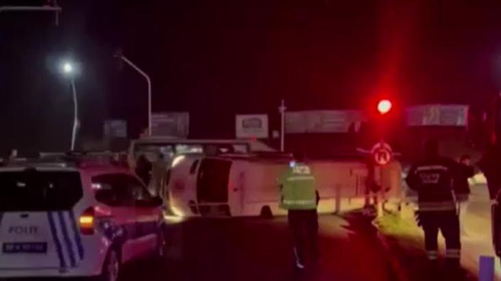 Tekirdağ’da yolcu minibüsü devrildi! Çok sayıda yaralı var