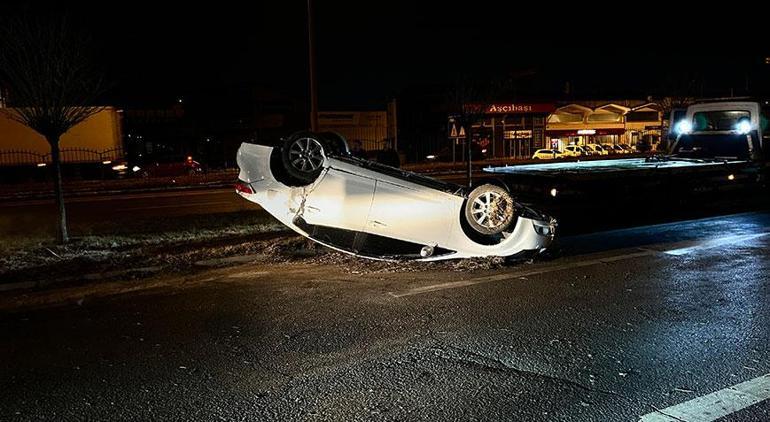 Takla atan otomobilden emniyet kemeri sayesinde burnu bile kanamadan çıktı