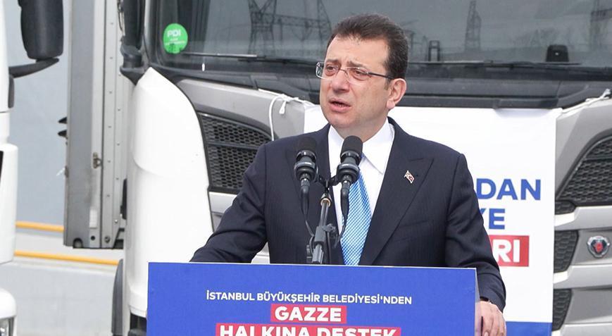 İBB Başkanı İmamoğlu Gazze’ye yardım götüren TIR’ların uğurlama törenine katıldı