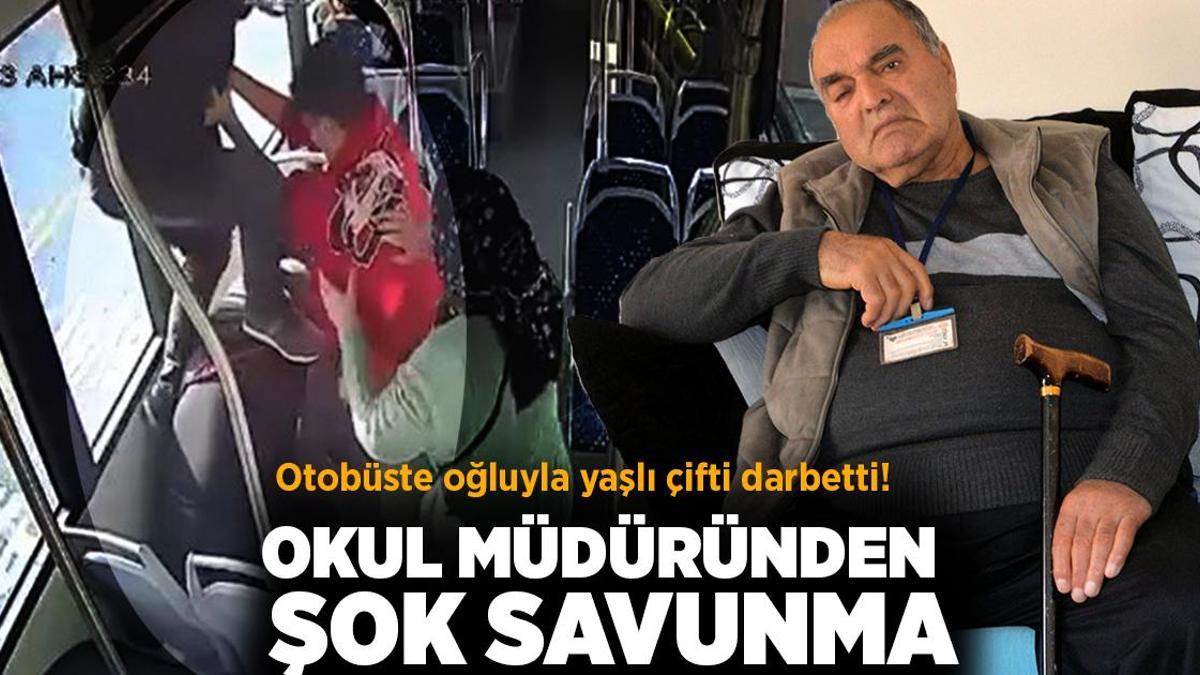 Otobüste oğluyla, yaşlı çifti darbetti! Okul müdüründen şoke eden savunma