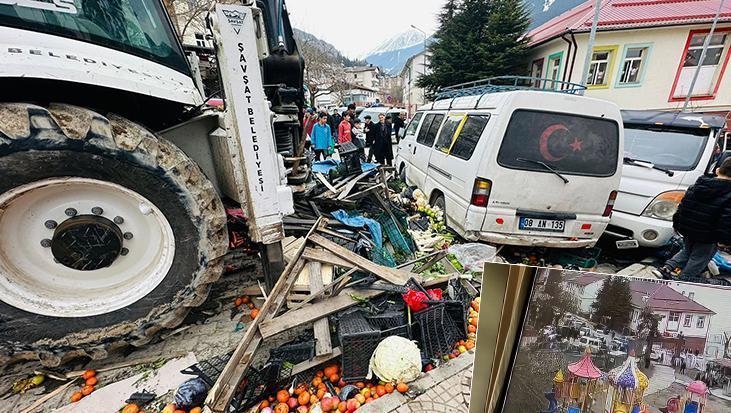 Yer: Artvin! İş makinesi halk pazarına girdi