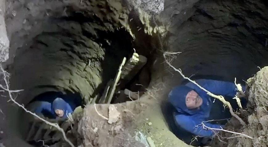 Define bulmak için 15 metre kuyu kazdıl Polis suçüstü yakaladı