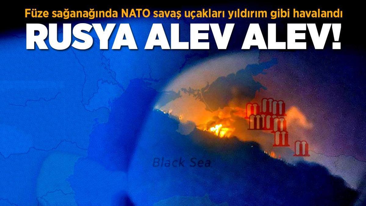 Füze sağanağında NATO uçakları havalandı! Rusya alev alev