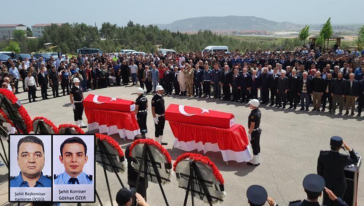 Polisin şehit ettiği 2 komiser için tören